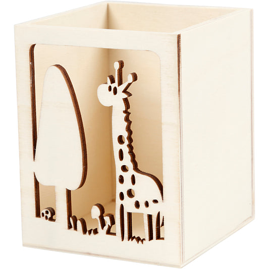 Pencil holder, giraffe, H: 10 cm, L: 8 cm, W: 8 cm, 1 pc