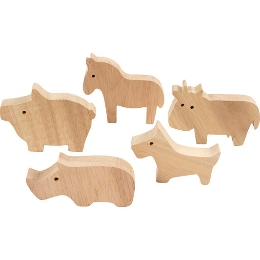 Wooden Animals, Farm, H: 4,5-8,7 cm, thickness 2 cm, 10 pc/ 1 pack