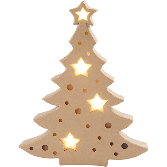 Figure with light inside, christmas tree, H: 27 cm, D. 4 cm, W: 21,5 cm, 1 pc