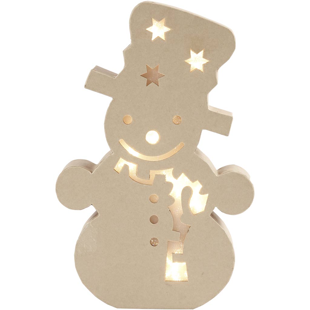 Figure with light inside, snowman, H: 27 cm, D. 4 cm, W: 17,5 cm, 1 pc