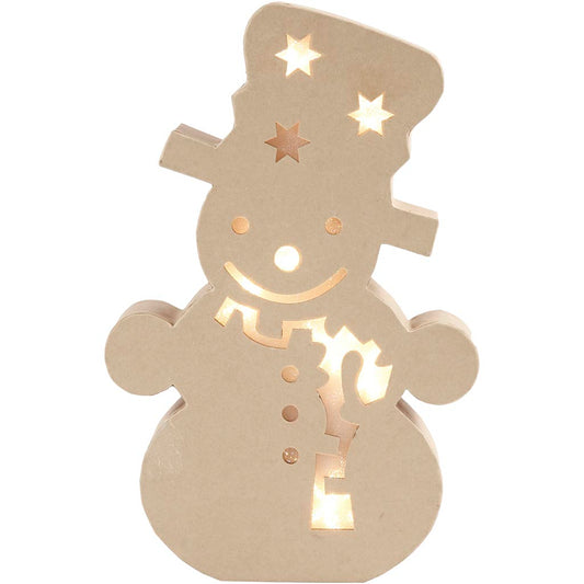 Figure with light inside, snowman, H: 27 cm, D. 4 cm, W: 17,5 cm, 1 pc