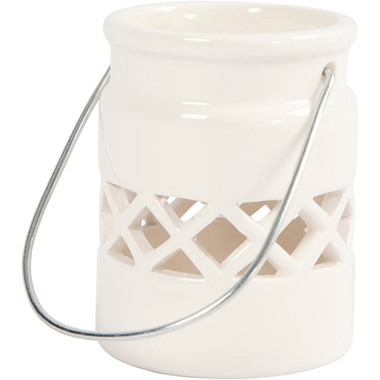 Lantern, H: 8 cm, dia. 6,2 cm, white, 2 pc/ 1 pack