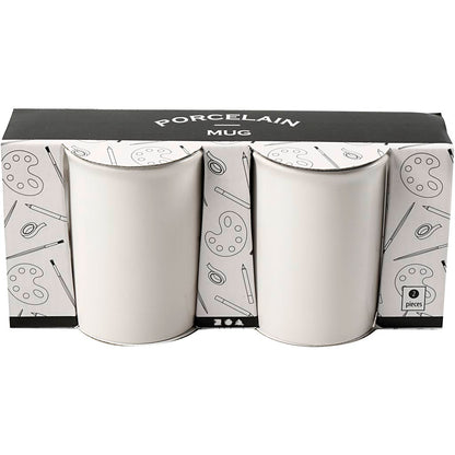 Mugs, H: 10 cm, dia. 7,4 cm, white, 2 pc/ 1 pack