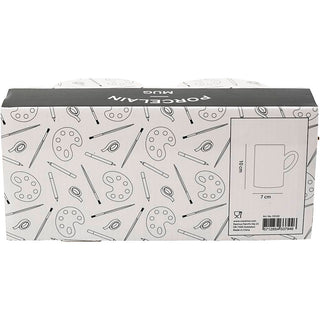 Mugs, H: 10 cm, dia. 7,4 cm, white, 2 pc/ 1 pack