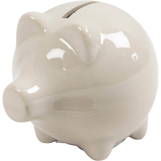Piggy Bank, H: 8 cm, W: 8,5 cm, off-white, 10 pc/ 1 pack