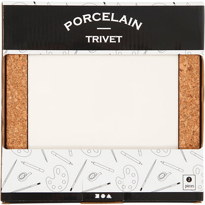 Trivet with cork frame, size 15,5x15,5x1 cm, white, 2 pc/ 1 pack