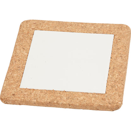 Trivet with cork frame, size 15,5x15,5x1 cm, white, 10 pc/ 1 pack