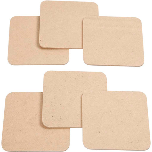 Coaster, size 10x10 cm, thickness 3 mm, 6 pc/ 1 pack