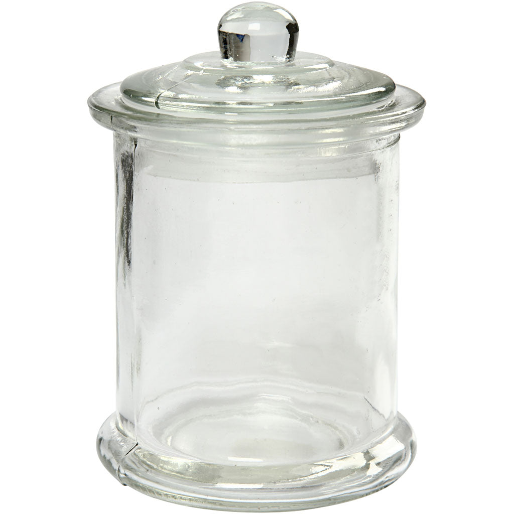 Jar with lid, H: 14,5 cm, dia. 8 cm, 10 pc/ 1 pack