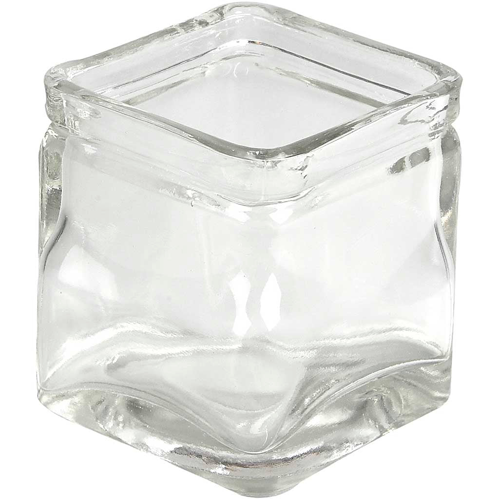 Square Candle Holder, H: 5,5 cm, size 5,5x5,5 cm, 12 pc/ 1 pack