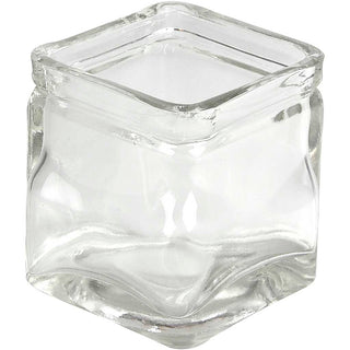Square Candle Holder, H: 5,5 cm, size 5,5x5,5 cm, 12 pc/ 1 pack