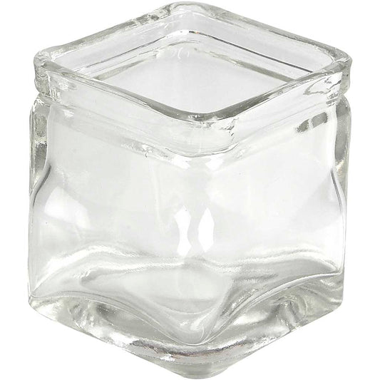 Square Candle Holder, H: 8 cm, size 7,5x7,5 cm, 12 pc/ 1 pack