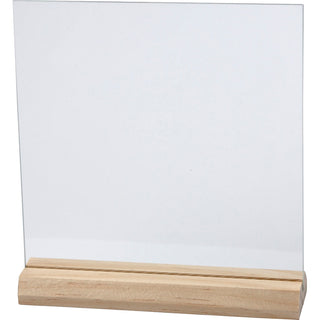 Glass Plate with Wooden Holder, size 15,5x15,5 cm, thickness 28 mm, 10 set/ 1 pack