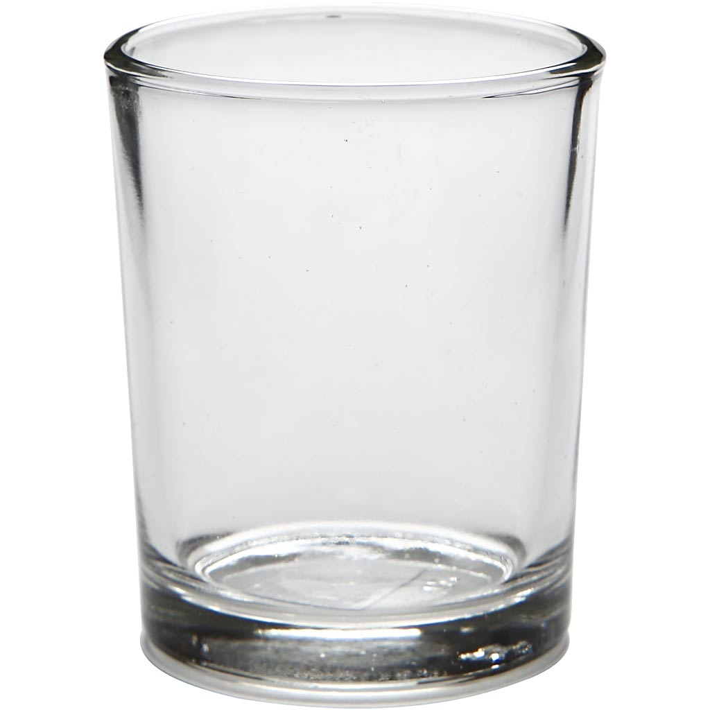Tealight holder in glass, H: 6,5 cm, dia. 4,5 cm, 4 pc/ 1 pack