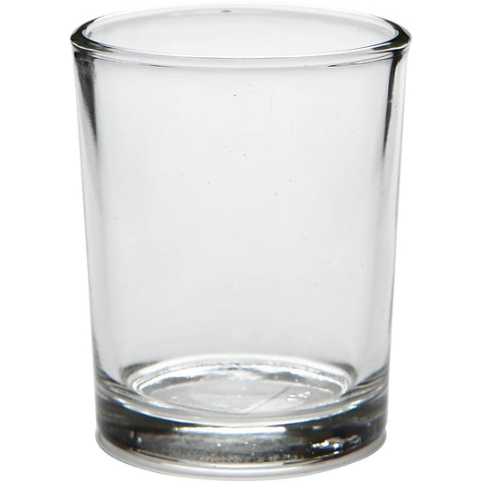 Tealight holder in glass, H: 6,5 cm, dia. 4,5 cm, 4 pc/ 1 pack