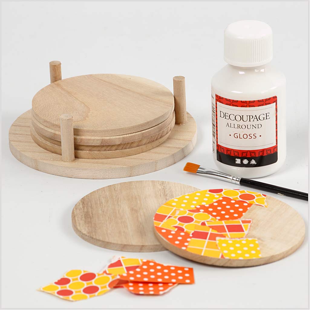 Coaster Slices, dia. 9,5 cm, thickness 5 mm, 6 pc/ 1 pack