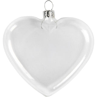 Flat Glass Heart, H: 9 cm, W: 7.8 cm, thickness 2,1 cm, 6 pc/ 1 pack