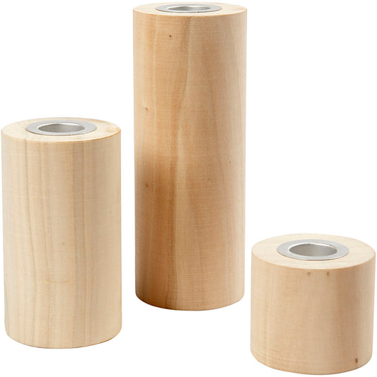 Candle Holders, H: 14,5+9+6,5 cm, hole size 2,3 cm, 3 pc/ 1 pack