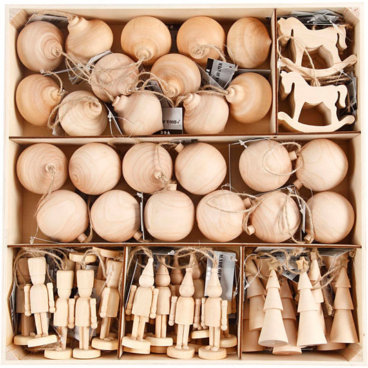 Christmas Ornaments, H: 5,5-9 cm, 72 pc/ 1 pack