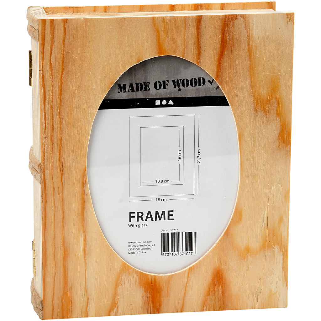 Wooden box in a book shape .
