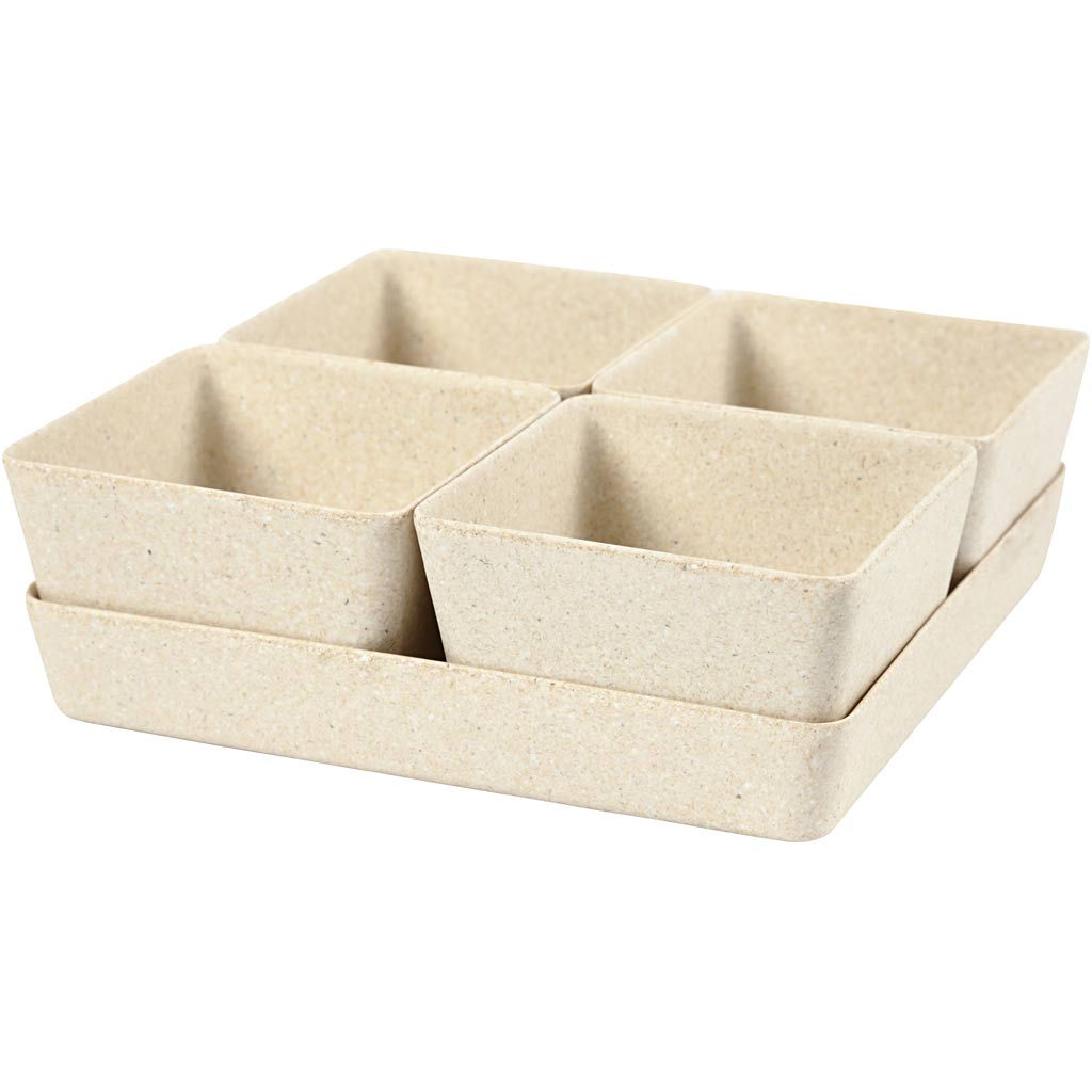 Flower pots, H: 8 cm, D. 19,5 cm, W: 19,5 cm, 1 set