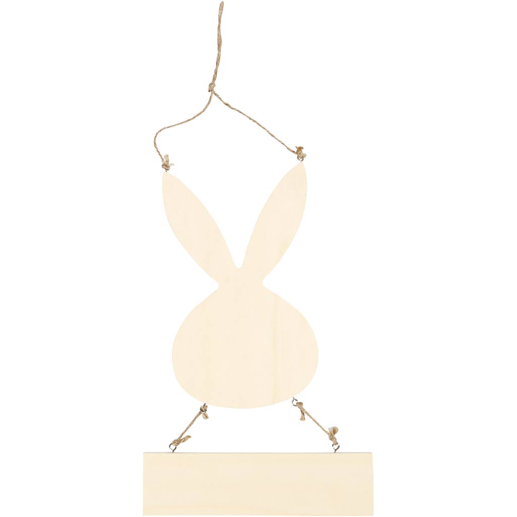 Rabbit with sign, H: 29,5 cm, W: 19,2 cm, 1 pc