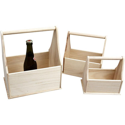 Bottle holder or wood basket - set of 3 pcs.