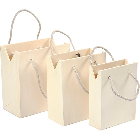 Bag of wood with handle of heavy rope - set of 3 pcs.