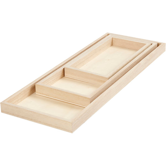 Trays, L: 20+30+40 cm, W: 10+12+15 cm, 3 pc/ 1 pack