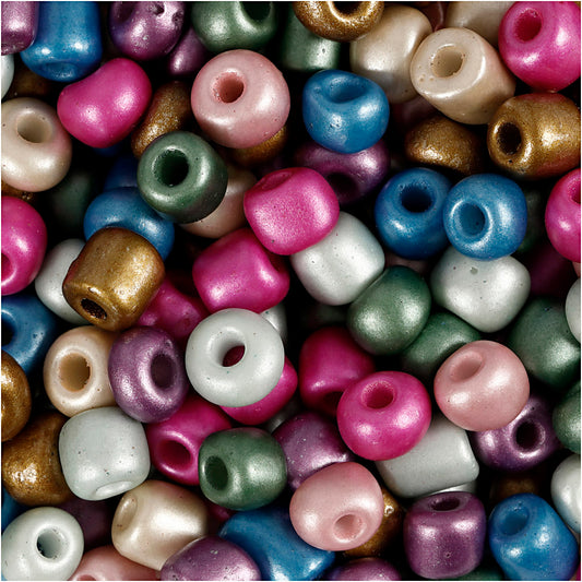 Rocaille Seed Beads, dia. 5 mm, size 4/0, hole size 1,2 mm, metallic colours