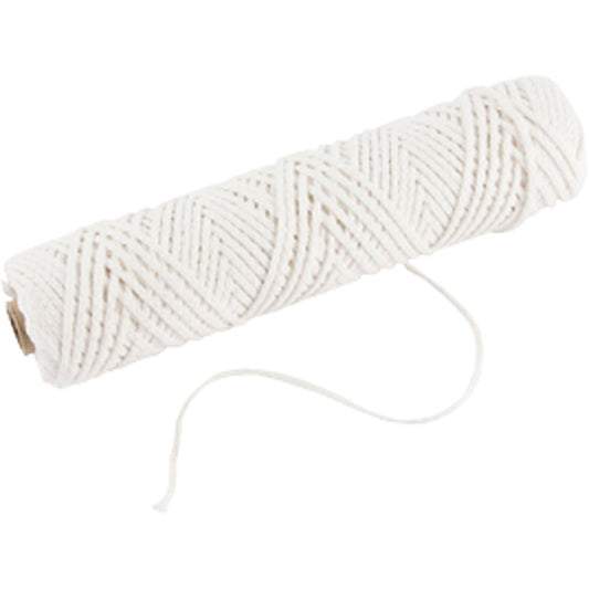 Wick, Suitable for dipped candles (dia. 30 mm) and moulded candles (dia. 80–100 mm) , W: 2 mm, 100 g, 50 m/ 1 roll