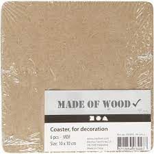 MDF Coaster 100x100x3mm pack 6