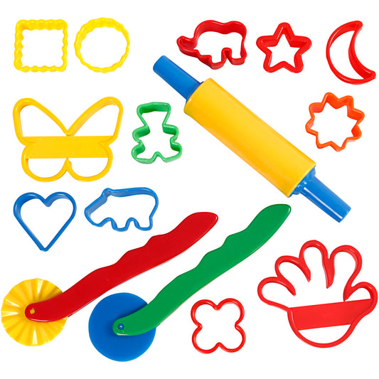 Modelling tools and cutters, size 3,5x3,5-7x9 cm, assorted colours, 15 pc-