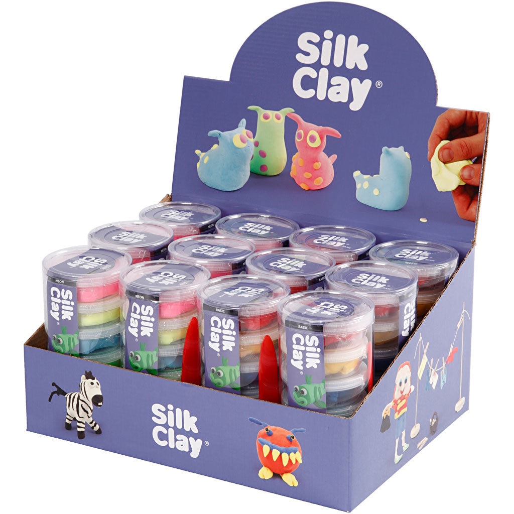 Silk Clay®, neon colours, standard colours, 12 set/ 1 pack