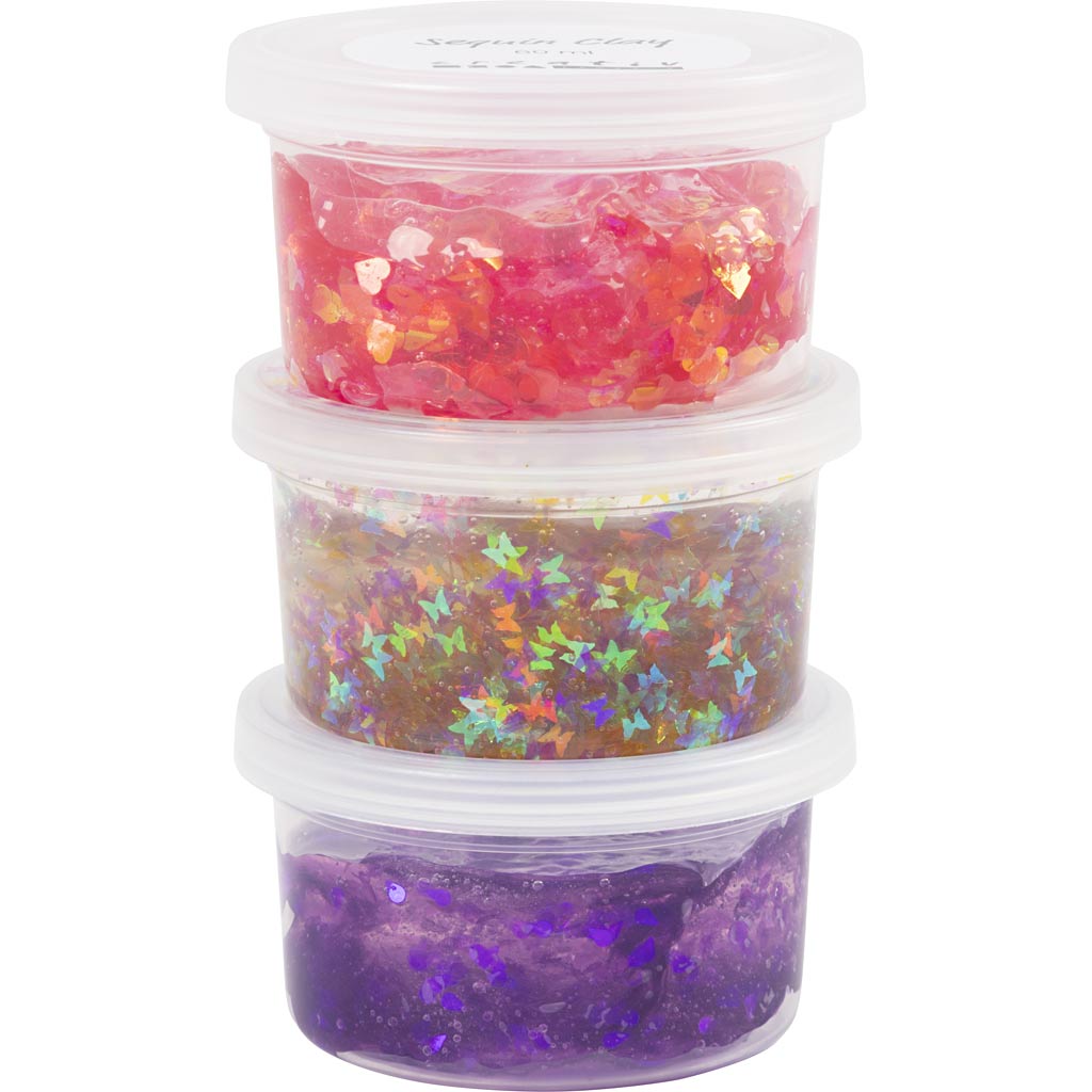 Sequin Clay, purple/pink harmony, 3x60 g/ 1 pack
