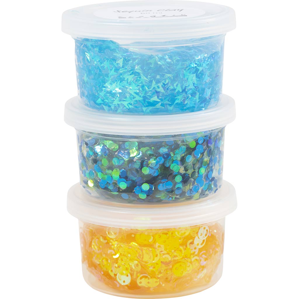 Sequin Clay, blue/green harmony, 3x60 g/ 1 pack