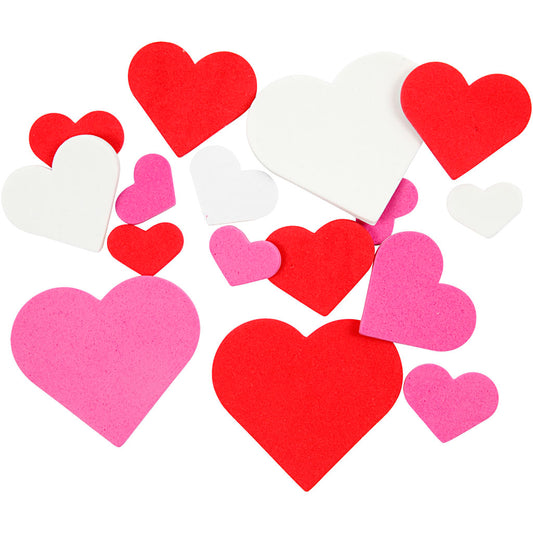 EVA Foam Hearts, size 20-50 mm, thickness 2 mm, assorted colours, 200 asstd.-