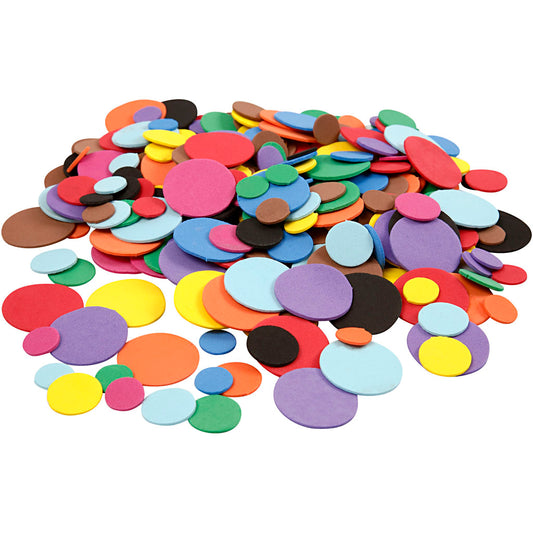 EVA Foam Circles, dia. 12+20+32 mm, assorted colours, 2120 asstd.-