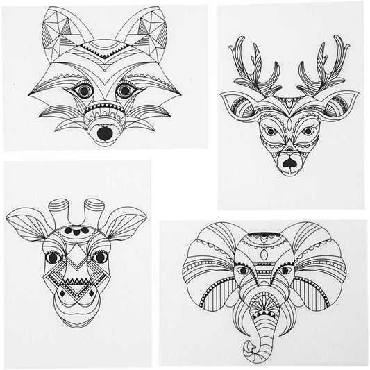 Shrink plastic sheets with motifs, Wild animals, sheet 10,5x14,5 cm, thickness 0,3 mm, matt transparent, 4 sheet-