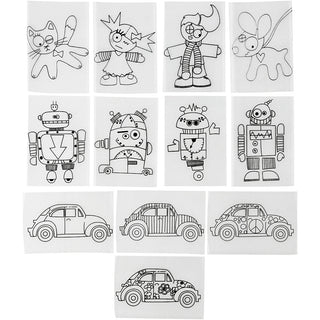 Shrink plastic sheets with motifs, sheet 10,5x14,5 cm, thickness 0,3 mm, matt transparent, 36 sheet-
