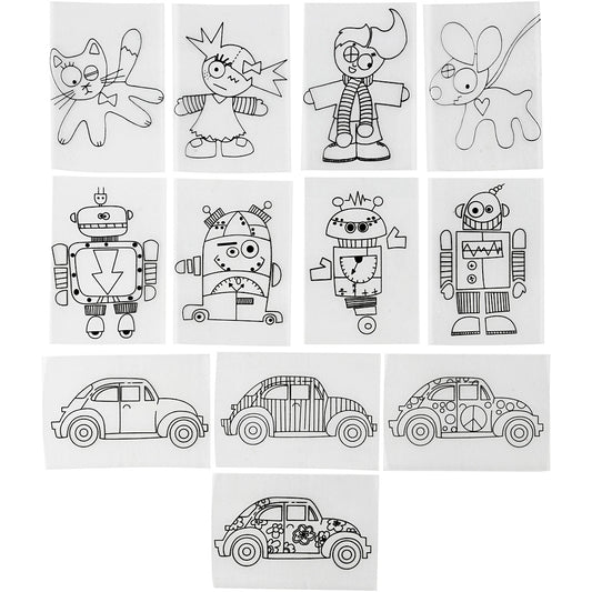Shrink plastic sheets with motifs, sheet 10,5x14,5 cm, thickness 0,3 mm, matt transparent, 36 sheet-