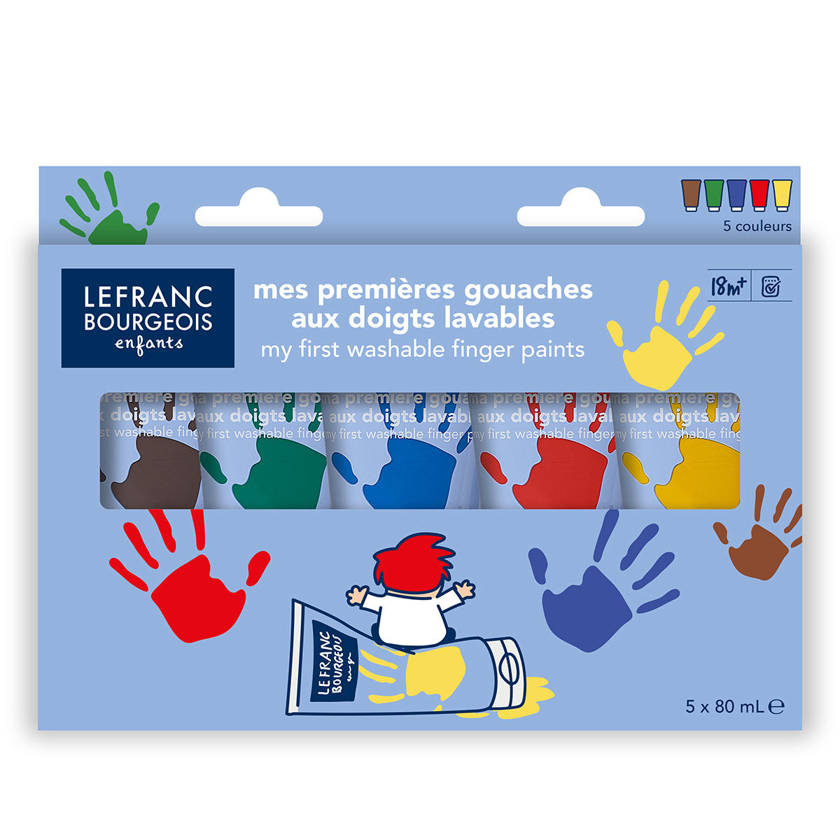 Lefranc Bourgeois Enfants Washable Finger Paint - 5 x 80ml
