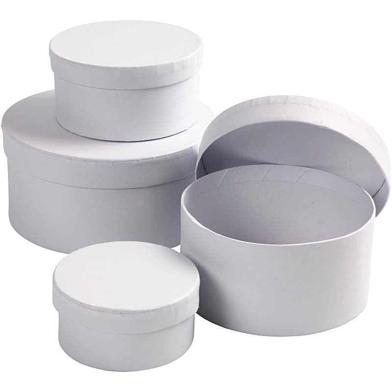 Round Boxes 4 pcs white