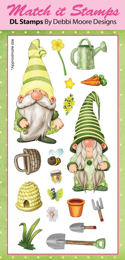 Gardening Gnomes Match It Rubber Stamp Set