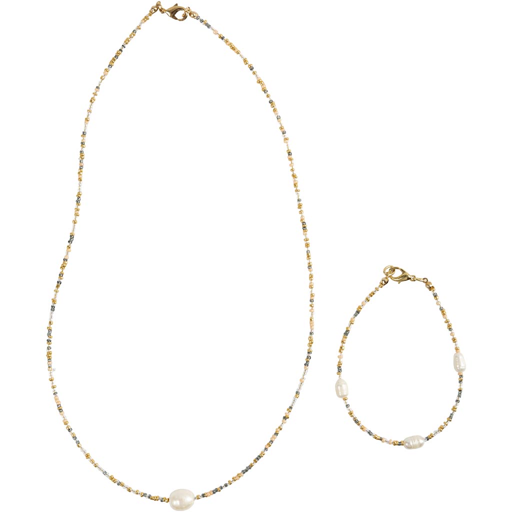 Mini Craft Kit Jewellery, Bracelet and necklace with clasp, 1 pack