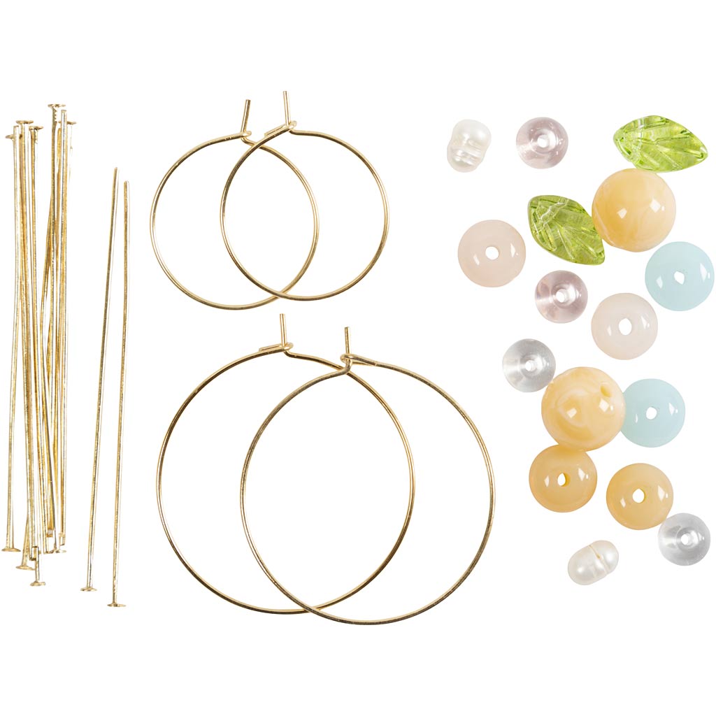 Mini Craft Kit Jewellery, Beading hoops with beads, 1 pack