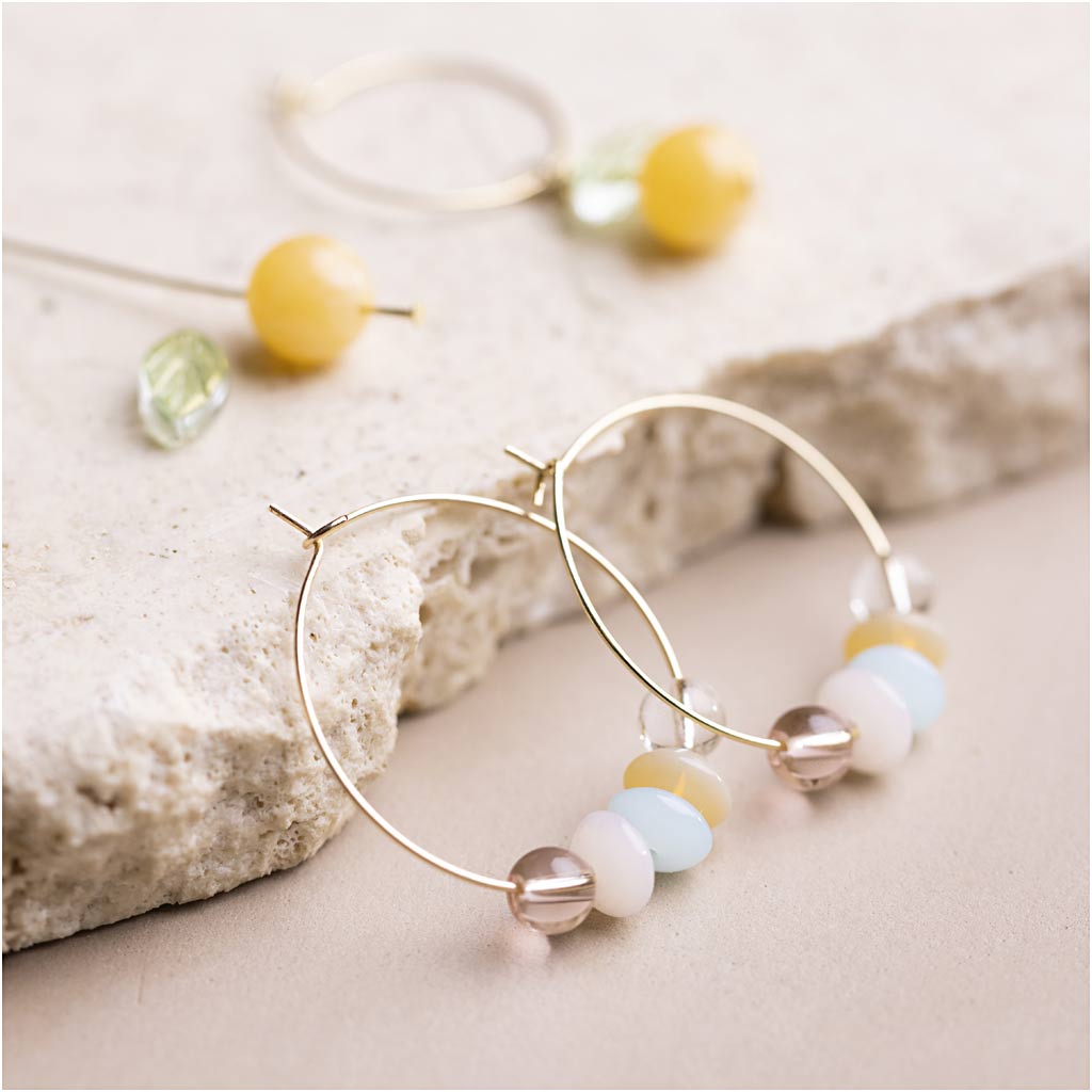 Mini Craft Kit Jewellery, Beading hoops with beads, 1 pack