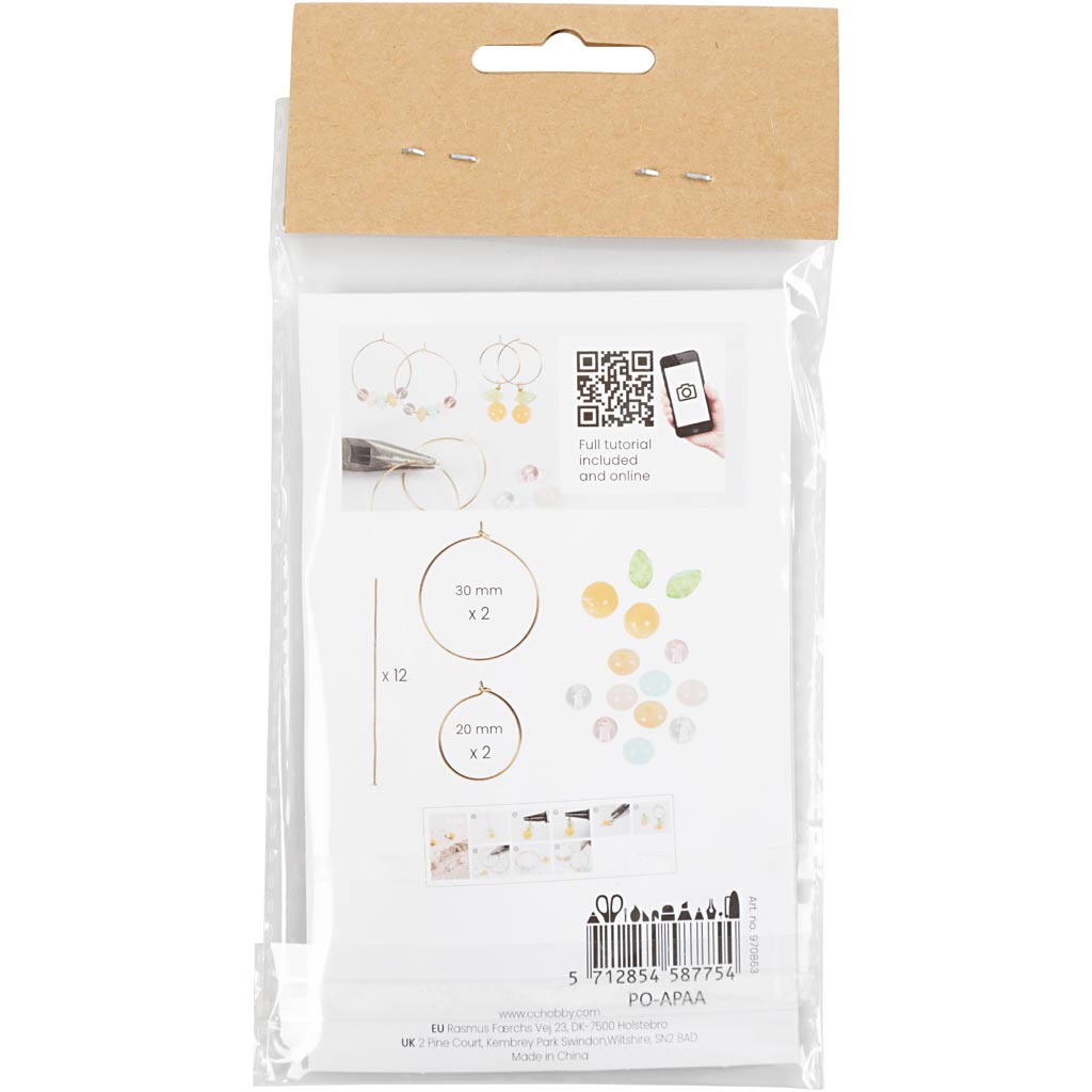 Mini Craft Kit Jewellery, Beading hoops with beads, 1 pack