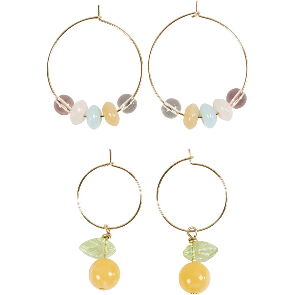 Mini Craft Kit Jewellery, Beading hoops with beads, 1 pack