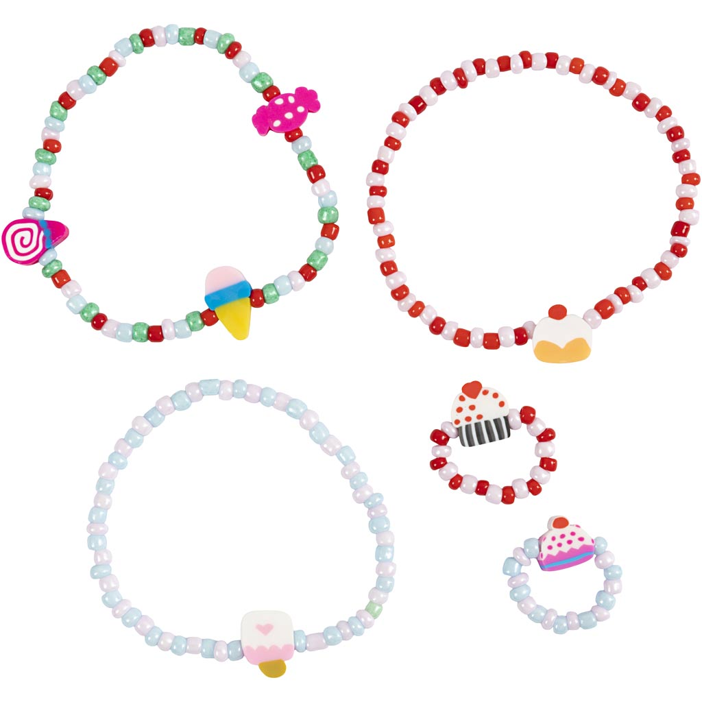 Mini Craft Kit Jewellery, Elastic bracelet and ring, 1 pack